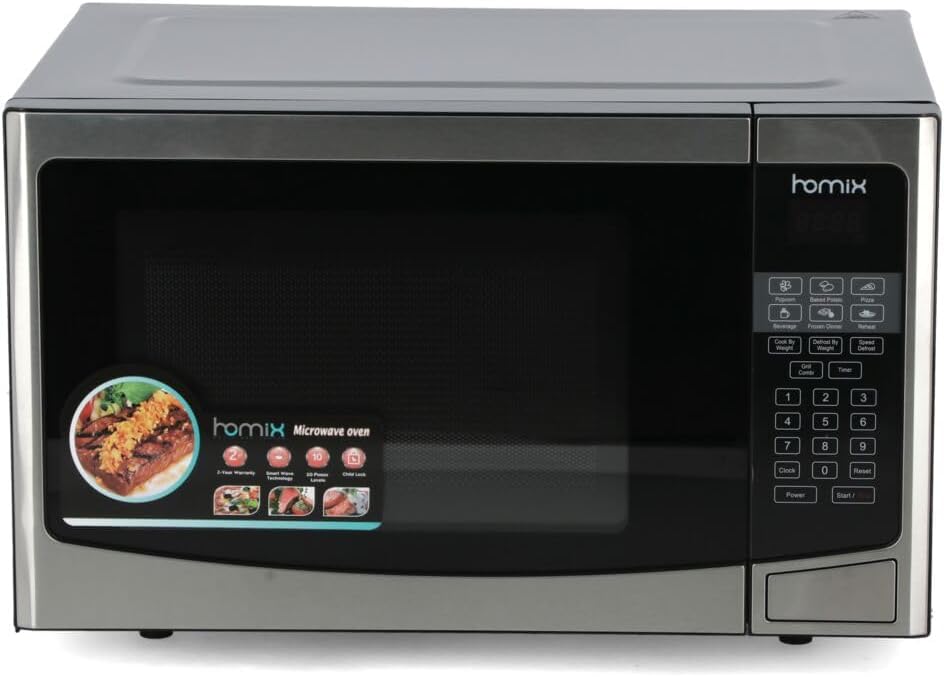 هوميكس فرن ميكروويف رقمي 1000 واط مع شواية 30 لتر، رمادي