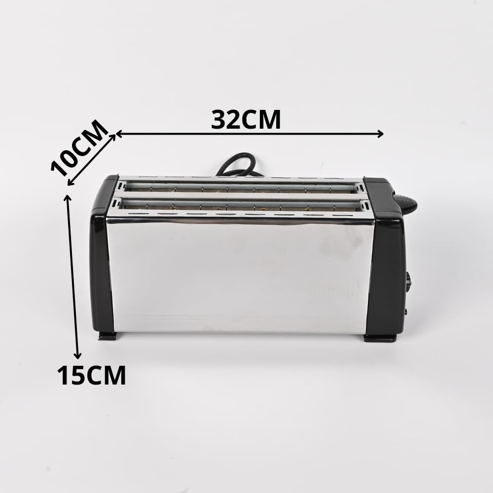 محمر توست ستانلس ستيل 1300 وات بأربع فتحات لتحميص سريع ومتساوي للخبز والفطائر والكرواسون مع درج فتات سهل التنضيف 4 محمر توست ستانلس ستيل 1300 وات بأربع فتحات لتحميص سريع ومتساوي للخبز والفطائر والكرواسون مع درج فتات سهل التنضيف - الصورة 4