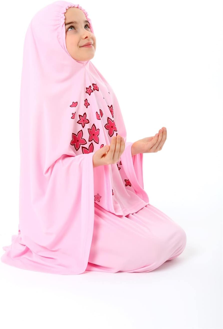 فستان صلاة مع وشاح رأس طويل بتصميم مطبوع بنمط نجوم للبنات 4 فستان صلاة مع وشاح رأس طويل بتصميم مطبوع بنمط نجوم للبنات - الصورة 4