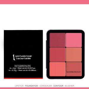 احمر خدود مع باليت كونتور محدد وجه كريمي عالي الجودة، طبيعي، باليت بلش محايدة بـ12 لون للكونتور والبلش والنحت واللمعان