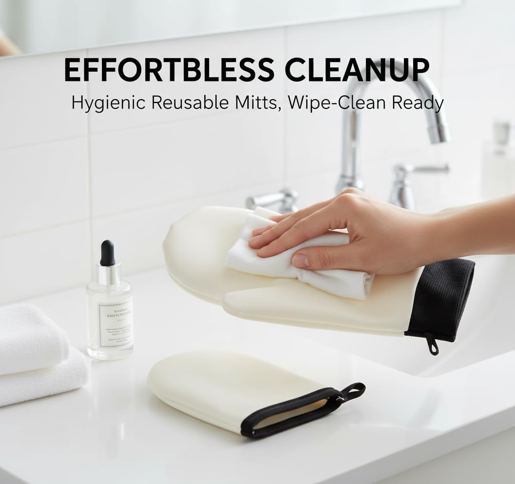 قفاز تسمير ذاتي للتسمير، ادوات العناية بالبشرة، قفازات تسمير ذاتية بدون شمس، اداة توزيع الظهر قابلة للغسل لليدين وزيوت الاستحمام واللوشن والموس والمكياج وصالة الالعاب الرياضية والشاطئ والسهرات والسفر 2 قفاز تسمير ذاتي للتسمير، ادوات العناية بالبشرة، قفازات تسمير ذاتية بدون شمس، اداة توزيع الظهر قابلة للغسل لليدين وزيوت الاستحمام واللوشن والموس والمكياج وصالة الالعاب الرياضية والشاطئ والسهرات والسفر - الصورة 2