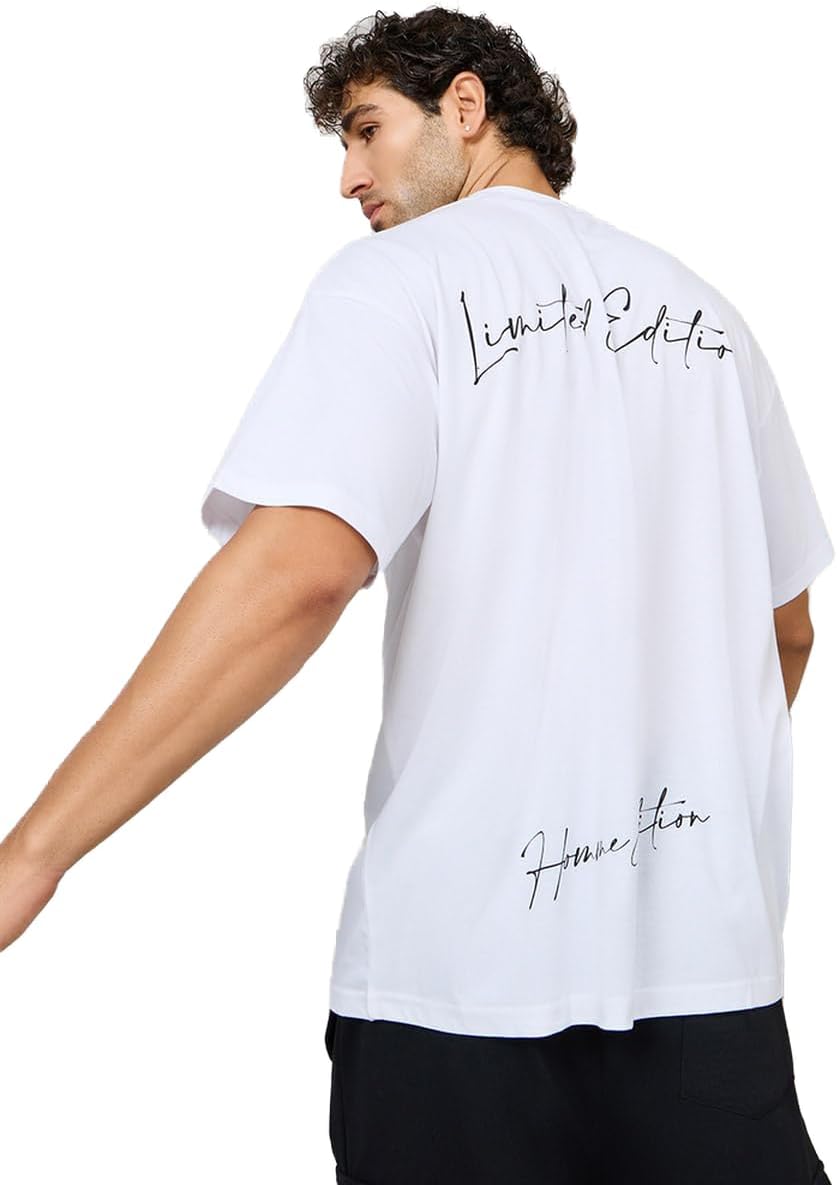 تي شيرت رجالي كبير الحجم مطبوع عليه شعار خلفية من ستايلي 1 تي شيرت رجالي كبير الحجم مطبوع عليه شعار خلفية من ستايلي