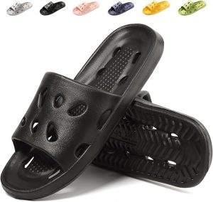 حذاء استحمام للنساء والرجال، شبشب مريح سريع الجفاف لحمام السباحة، صندل شاطئ غير قابل للانزلاق مع دعم قوس القدم للحمام والسفر (مقاس 44-45)