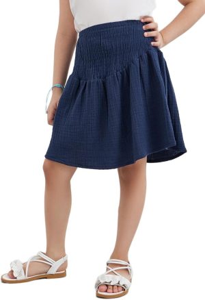 جيبة قصيرة واسعة من الاسفل للبنات من ستايلي، لون ازرق