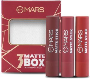مارس علبة احمر شفاه مات من 3 قطع (احمر وخمري-01)، غير لامع