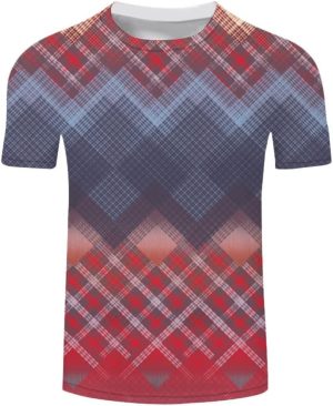 تي شيرت رجالي من Hot BODY تيشيرت كاجوال مطبوع عليه مربعات الشارع ذو رقبة دائرية وأكمام قصيرة للرجال (المقاس: XXXXXL)