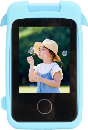 جيني هاتف ذكي بتصميم كرتوني مع كاميرا عالية الدقة بدقة 48 ميجابكسل، هاتف 2.8 انش للاطفال للاستخدام اليومي، هاتف ايه بي اس ازرق