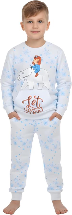 بيجامة نوم اصلية من سبيستون كودو مودو ولادي ابيض 100% قطن كم طويل طقم نوم اولاد بجام | طقم بيجامة للاولاد الاصلية من سبيس تون زايتون