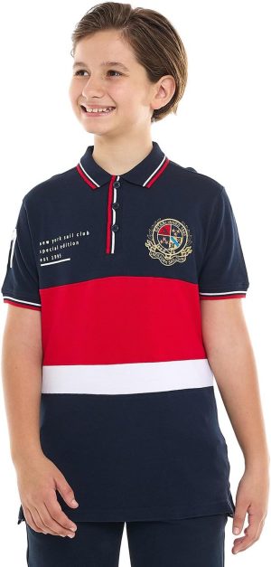 تي شيرت بولو 125-0426Tb679-2 متعدد الألوان مع شورت للأولاد من ار اند بي