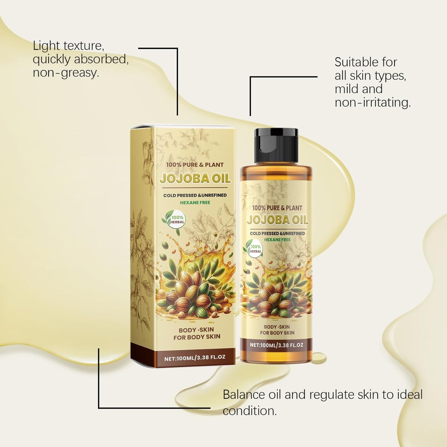 زيت للجسم كامل من الجوجوبا العضوي لترطيب عميق وتغذية ومنع انسداد المسام، مناسب لجميع أنواع البشرة 7 زيت للجسم كامل من الجوجوبا العضوي لترطيب عميق وتغذية ومنع انسداد المسام، مناسب لجميع أنواع البشرة - الصورة 7