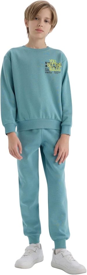 طقم سويت شيرت منسوج سميك للاولاد ديفاكتو Boy من قطعتين