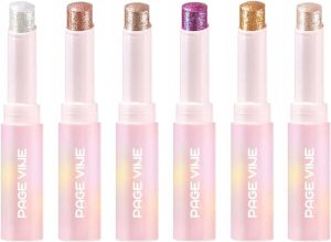 6 قطع من ستيك جيلي كريستال جليز ستيك، قلم ظلال عيون لامع متعدد الالوان، مرطب شفاه لامع ولامع الكل في واحد، مكياج وجه جيلي كريستالي