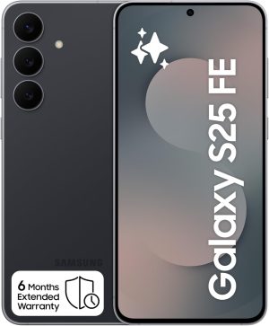 جوال سامسونج جالكسي S25 FE بتقنية الذكاء الاصطناعي بذاكرة رام سعة 8 جيجابايت وتخزين 256 جيجابايت وكاميرا 50 ميجابكسل وشاشة 6.7 بوصة بتصميم نحيف وخفيف، أسود داكن إصدار السعودية