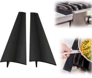 سيوسى اغطية فجوة الموقد، حشوة مرنة مقاومة للحرارة بين الطاولات واسطح الموقد، واقي جانبي للفرن مخفي بدون خياطة، يمنع فوضى مساحة الطاولة، 21 انش، اسود، عبوة من قطعتين