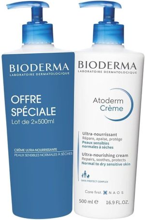 بيوديرما كريم مغذي الترا غير معطر من اتوديرم، 2 × 500 مل