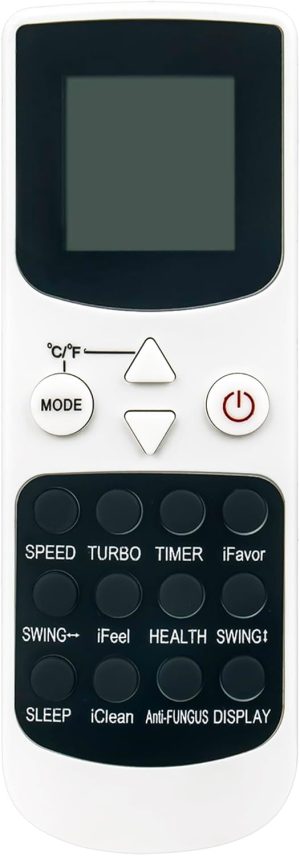 جهاز تحكم عن بعد بديل لوحدة التكييف YKR-Q/002E متوافق مع مكيف الهواء ايه يو اكس YKR-Q/001E، من اولكميت، ابيض