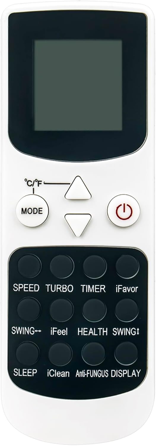 جهاز تحكم عن بعد بديل لوحدة التكييف YKR-Q/002E متوافق مع مكيف الهواء ايه يو اكس YKR-Q/001E، من اولكميت، ابيض