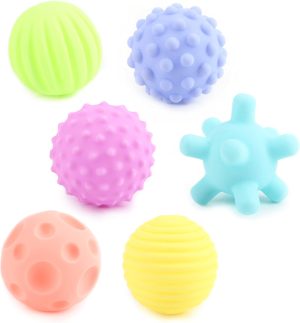 العاب كرات تعليمية للاطفال من مون - عبوة من 6 كرات ناعمة الملمس للاطفال