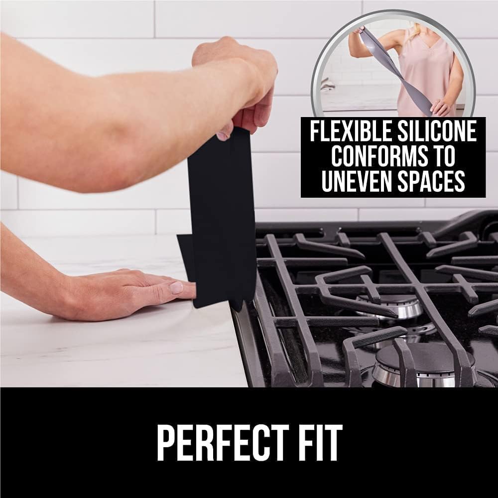 سيوسى اغطية فجوة الموقد، حشوة مرنة مقاومة للحرارة بين الطاولات واسطح الموقد، واقي جانبي للفرن مخفي بدون خياطة، يمنع فوضى مساحة الطاولة، 21 انش، اسود، عبوة من قطعتين 8 سيوسى اغطية فجوة الموقد، حشوة مرنة مقاومة للحرارة بين الطاولات واسطح الموقد، واقي جانبي للفرن مخفي بدون خياطة، يمنع فوضى مساحة الطاولة، 21 انش، اسود، عبوة من قطعتين - الصورة 8