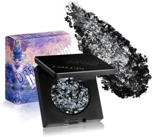 افلانو ظلال عيون اسود لامع من كاميليون، تاثير جليتر عاكس ثنائي اللون اسود/فضي، باليت ظلال عيون متعددة الالوان، صبغة مكثفة، مكياج عيون سحري يدوم طويلا