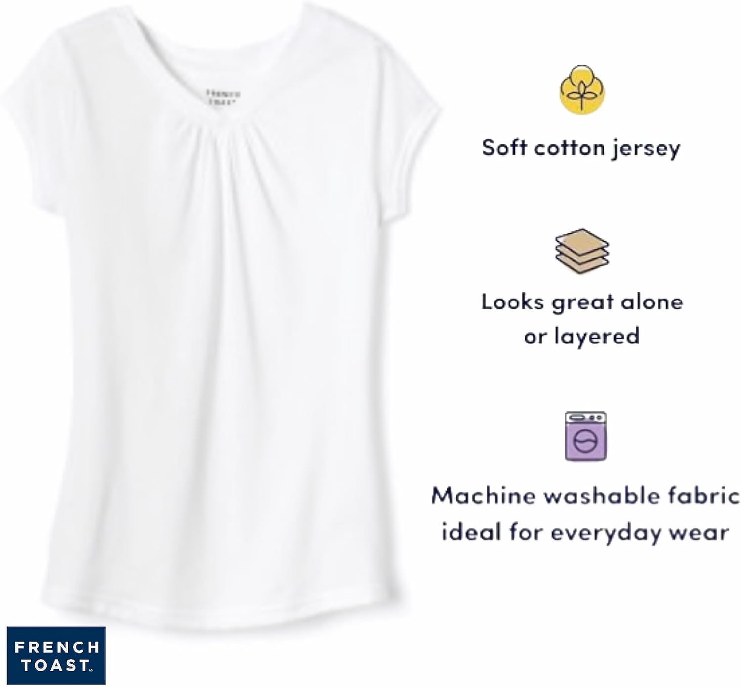 تي شيرت للفتيات بأكمام قصيرة ورقبة على شكل حرف V من فرينش توست 3 تي شيرت للفتيات بأكمام قصيرة ورقبة على شكل حرف V من فرينش توست - الصورة 3
