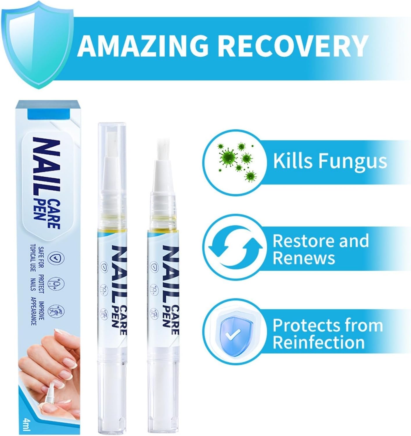 قلم العناية بالاظافر حل لطيف لاظافر القدم والاظافر، تركيبة مغذية 4 مل لتنعيم وترطيب وازالة الروائح الكريهة للاظافر النامية والاظافر السميكة، يحافظ على صحة الاظافر 2 قلم العناية بالاظافر حل لطيف لاظافر القدم والاظافر، تركيبة مغذية 4 مل لتنعيم وترطيب وازالة الروائح الكريهة للاظافر النامية والاظافر السميكة، يحافظ على صحة الاظافر - الصورة 2