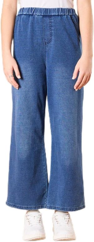 بنطلون جينز تريكو سهل الارتداء بارجل واسعة للبنات الكبار من ريد تاغ