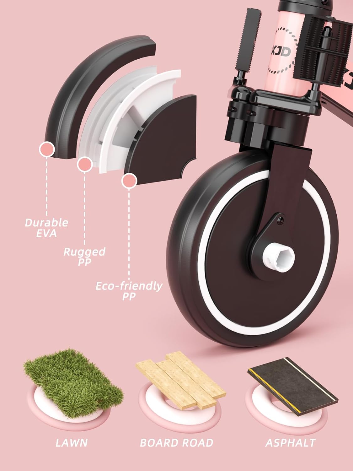 دراجة ثلاثية العجلات 3 في 1 للأطفال بعمر 1 إلى 3 سنوات، دراجة توازن ثلاثية العجلات للأولاد والبنات ترقية 2.0، بينك فاتح من اكس جي دي 8 دراجة ثلاثية العجلات 3 في 1 للأطفال بعمر 1 إلى 3 سنوات، دراجة توازن ثلاثية العجلات للأولاد والبنات ترقية 2.0، بينك فاتح من اكس جي دي - الصورة 8