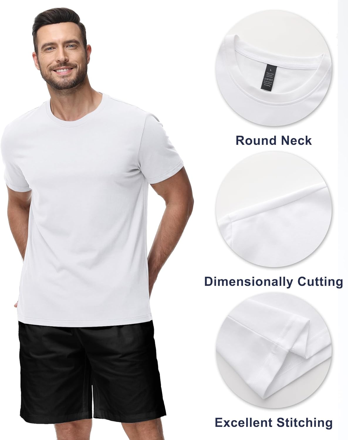 تي شيرت قطن سادة بأكمام قصيرة ورقبة دائرية ضيقة للرجال من زوفلاي - عبوة من 3 قطع 2 تي شيرت قطن سادة بأكمام قصيرة ورقبة دائرية ضيقة للرجال من زوفلاي - عبوة من 3 قطع - الصورة 2