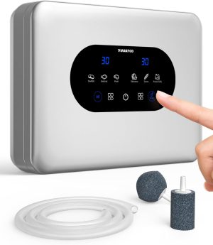 ماكينة اوزون محمولة من فيرتكو للمياه والهواء، مع منافذ مزدوجة، ايونات سالبة ومؤقت، فضي