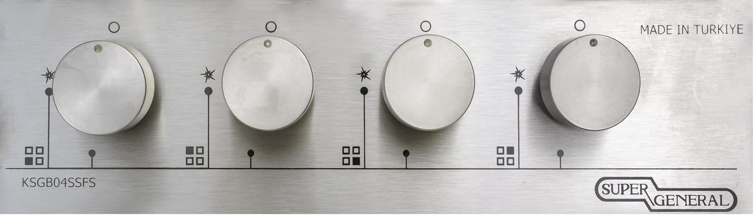 موقد غاز مدمج من الستانلس ستيل بـ4 شعلات من سوبر جينيرال، مقاس 60 × 60 سم، أمان كامل وإشعال ذاتي، لون مات اينوكس، موديل KSGHB04SSFS 4 موقد غاز مدمج من الستانلس ستيل بـ4 شعلات من سوبر جينيرال، مقاس 60 × 60 سم، أمان كامل وإشعال ذاتي، لون مات اينوكس، موديل KSGHB04SSFS - الصورة 4