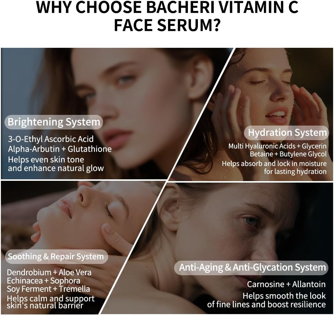 سيروم فيتامين سي للوجه بحمض الهيالورونيك والجلوتاثيون وخلاصة الصبار العضوي ومصل مرطب وتفتيح ومزيل البقع الداكنة ومكافحة علامات التقدم في السن من باتشيري، 30 امبولة، لكل انواع البشرة، للجنسين 5 سيروم فيتامين سي للوجه بحمض الهيالورونيك والجلوتاثيون وخلاصة الصبار العضوي ومصل مرطب وتفتيح ومزيل البقع الداكنة ومكافحة علامات التقدم في السن من باتشيري، 30 امبولة، لكل انواع البشرة، للجنسين - الصورة 5