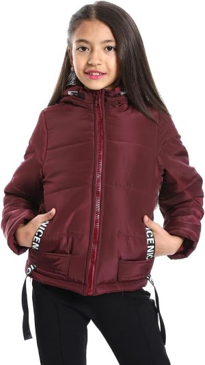 جاكيت بغطاء للرأس وسوستة للإغلاق للبنات من اندورا، 36W24G0401