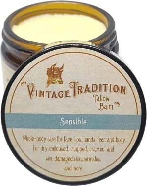 بلسم لجميع الاغراض من لحم الخنزير - مرهم فاخر للعناية بالبشرة للعلاج والترطيب يستبدل لوشن الجسم وكريم اليد واكثر من ذلك - زيت عطري وزيت زيتون وشحم تغذية بالاعشاب من فينتاج تراديشن، 2 اونصة سائلة