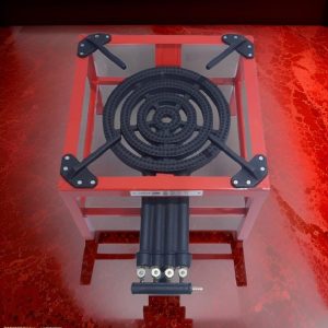 موقد غاز حلقي من الحديد موقد غاز البترول المسال كبير للاستخدام في الهواء الطلق باطار حديدي محمول للتحكم في الحرائق 4 عين لون احمر