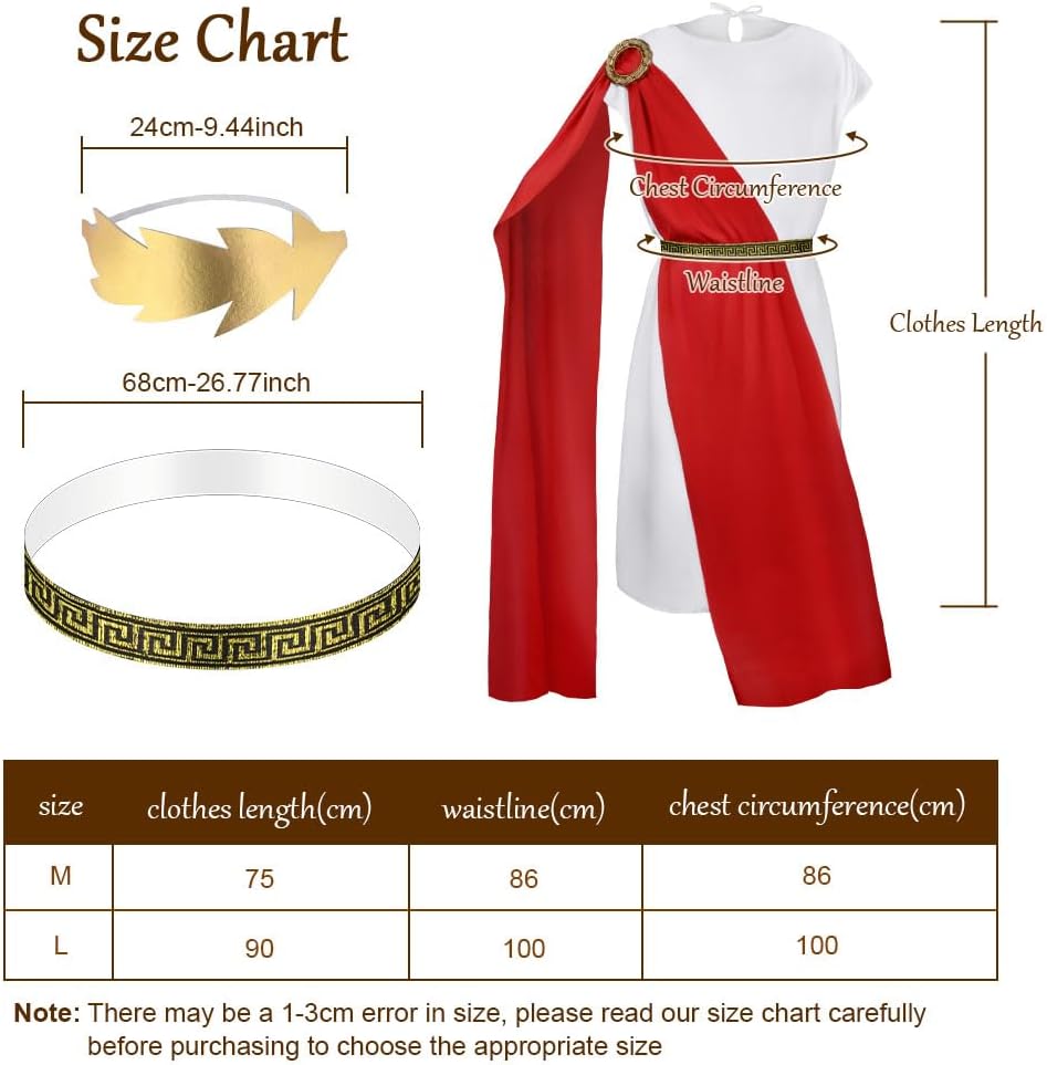 زي الامبراطور الروماني للاطفال، فستان توجا روماني فاخر للاطفال مع شال وغطاء راس ملك وحزام، زي يوناني قديم لاسبوع الكتب والحفلات التنكرية والهالوين (مقاس L، احمر) 6 زي الامبراطور الروماني للاطفال، فستان توجا روماني فاخر للاطفال مع شال وغطاء راس ملك وحزام، زي يوناني قديم لاسبوع الكتب والحفلات التنكرية والهالوين (مقاس L، احمر) - الصورة 6