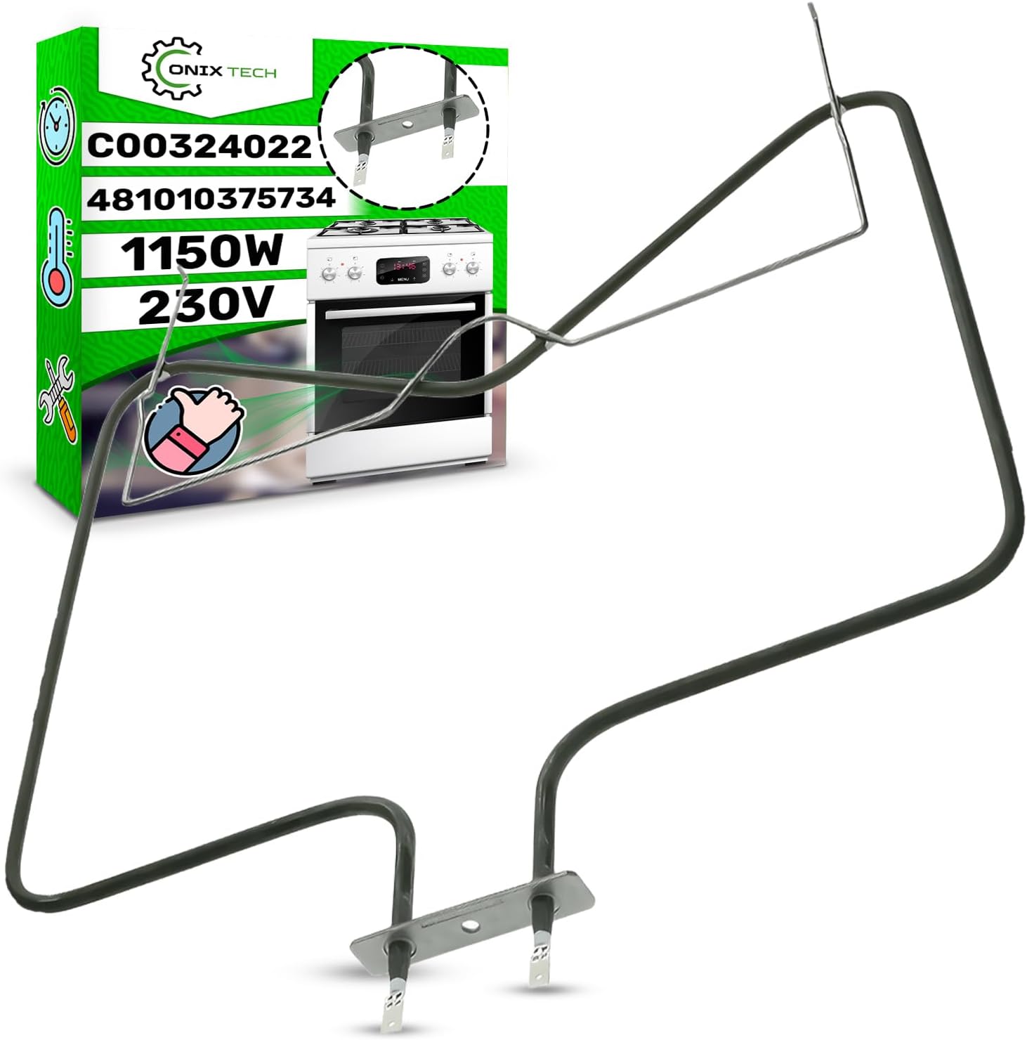 مقاوم فرن من اونيكس تيك 1150 واط 230 فولت 481010375734 لويرلبول وباوكنخت C00324022 وانديست 20.41494.000 لعنصر التسخين ايجو، أسود 1 مقاوم فرن من اونيكس تيك 1150 واط 230 فولت 481010375734 لويرلبول وباوكنخت C00324022 وانديست 20.41494.000 لعنصر التسخين ايجو، أسود