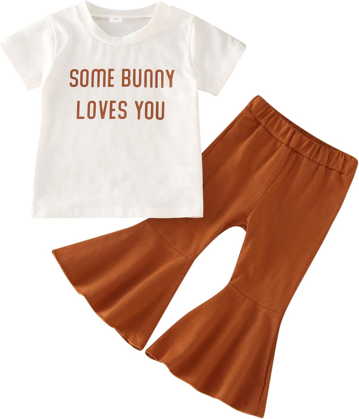 تي شيرت للبنات الصغيرات باكمام قصيرة مطبوع عليه حروف وبلوفر وسروال واسع، ملابس للاطفال 1 تي شيرت للبنات الصغيرات باكمام قصيرة مطبوع عليه حروف وبلوفر وسروال واسع، ملابس للاطفال