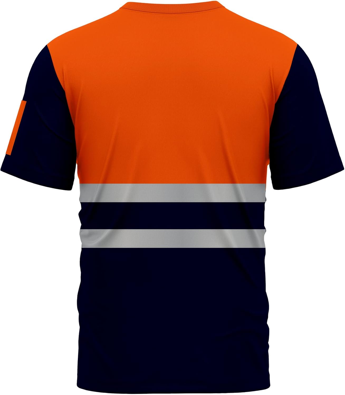 تي شيرت عالي الوضوح باكمام قصيرة سريع الجفاف بشريط عاكس للامان برقبة دائرية ضيقة للامان والعمل جيد التهوية مناسب للعمل بلون برتقالي وكحلي، مقاس S 2 تي شيرت عالي الوضوح باكمام قصيرة سريع الجفاف بشريط عاكس للامان برقبة دائرية ضيقة للامان والعمل جيد التهوية مناسب للعمل بلون برتقالي وكحلي، مقاس S - الصورة 2