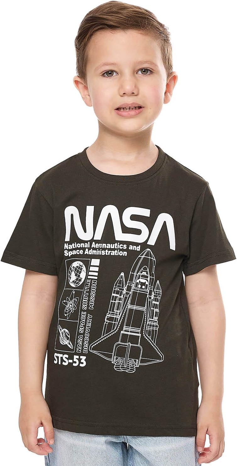 تيشرت مطبوع عليه وكالة ناسا برقبة دائرية ضيقة واكمام قصيرة للاولاد 325-0145KB238-1 1 تيشرت مطبوع عليه وكالة ناسا برقبة دائرية ضيقة واكمام قصيرة للاولاد 325-0145KB238-1