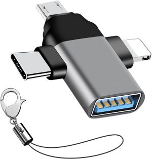 محول USB C الى لايتنينج من ابوتو، عالمي يو اس بي سي ذكر الى يو اس بي انثى مع منفذ لايتنينج، محول نقل بيانات وشحن عالي السرعة للاجهزة المحمولة، هيكل متين من الالومنيوم