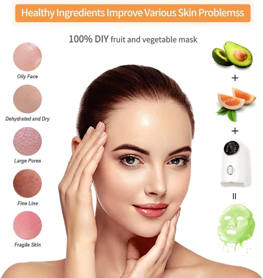 الة صنع اقنعة الوجه الاحدث من ازوني العناية بالوجه بالفواكه والخضروات مع 32 حبة كولاجين بي اس سي هادئة سبا تجميل اصدار شاشة لمس كل الأنواع 2 الة صنع اقنعة الوجه الاحدث من ازوني العناية بالوجه بالفواكه والخضروات مع 32 حبة كولاجين بي اس سي هادئة سبا تجميل اصدار شاشة لمس كل الأنواع - الصورة 2