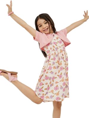 فستان بطبعة زهور بالكامل مع بوليرو للبنات من ستايلي