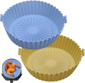 فانتيسي بطانة سيليكون للمقلاة الهوائية مقاس 6.3 انش مقاومة للحرارة حتى 450 درجة فهرنهايت، بطانات سيليكون بديلة للمقلاة الهوائية، سلة عالمية تناسب نينجا وكوسوري، قطعتين