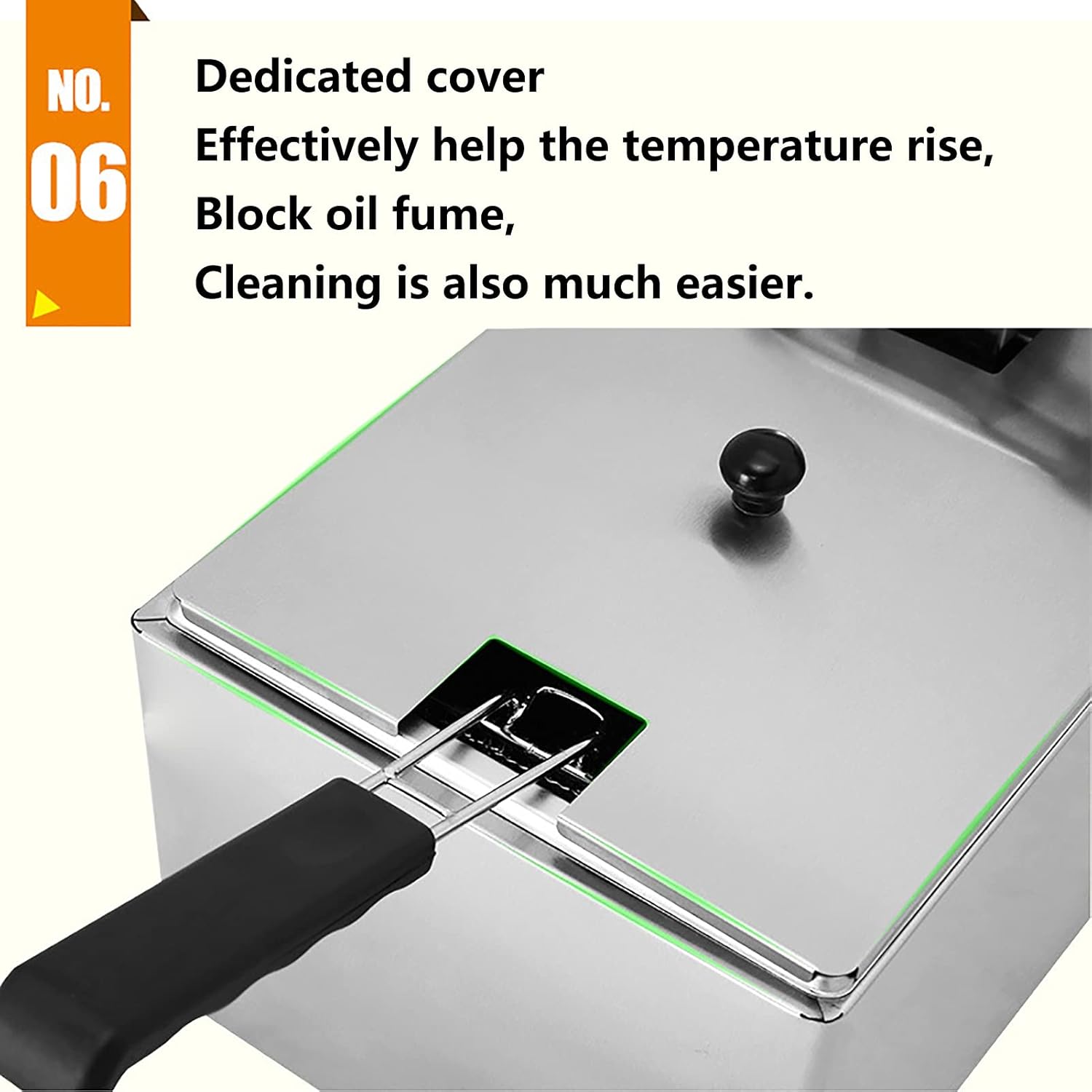 مقلاة عميقة تجارية بسعة 8 لتر مع تحكم في درجة الحرارة، خزان زيت ستانلس ستيل غير لاصق وغطاء قابل للازالة وسلة غير قابلة للانزلاق وسهلة التنظيف 2800 واط، اسطوانة مزدوجة (اللون: اسطوانة واحدة) 5 مقلاة عميقة تجارية بسعة 8 لتر مع تحكم في درجة الحرارة، خزان زيت ستانلس ستيل غير لاصق وغطاء قابل للازالة وسلة غير قابلة للانزلاق وسهلة التنظيف 2800 واط، اسطوانة مزدوجة (اللون: اسطوانة واحدة) - الصورة 5