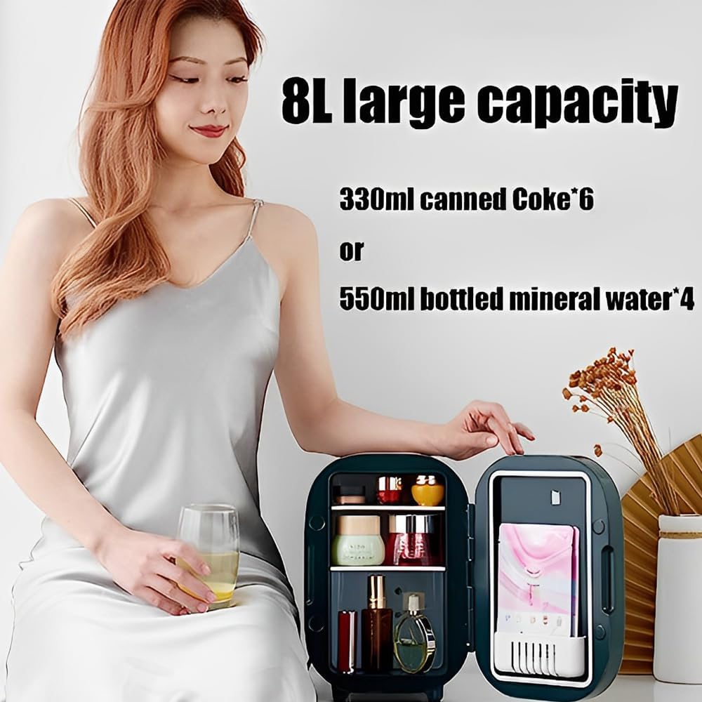 ارابيست ثلاجة صغيرة بمراة سعة 8 لتر تجميل للعناية بالبشرة مع اضاءة LED تخزين بارد وساخن للسفر والمكياج والعناية (ابيض) 4 ارابيست ثلاجة صغيرة بمراة سعة 8 لتر تجميل للعناية بالبشرة مع اضاءة LED تخزين بارد وساخن للسفر والمكياج والعناية (ابيض) - الصورة 4