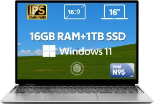 لابتوب تونوي احدث لابتوب 16 انش 2560×1600 FHD 16GB RAM 1T SSD معالج انتل 12 الجيل 12 N95 (حتى 3.4GHz)، ويندوز 11، زاوية مفتوحة 180 درجة، بصمة الاصبع وكيبورد باضاءة خلفية، واي فاي، USB-A&C