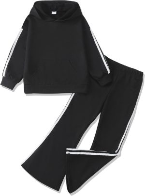 ميردو طقم ملابس بناتي بغطاء للرأس واكمام طويلة وسويت شيرت للفتيات المراهقات وبنطلون رياضي للاطفال من قطعتين