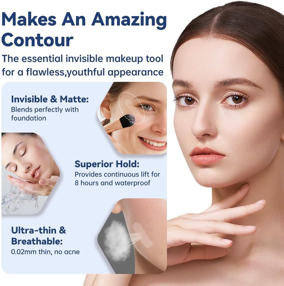 مجموعة شريط غير مرئي لشد الوجه والرقبة من 120 قطعة - شريط على شكل حرف V مع خيط، رفع فوري للبشرة المترهلة/الذقن المزدوجة/الجول/العينين، رقع وجه سيليكون مضادة للتجاعيد تحت المكياج والاستخدام اليومي 5 مجموعة شريط غير مرئي لشد الوجه والرقبة من 120 قطعة - شريط على شكل حرف V مع خيط، رفع فوري للبشرة المترهلة/الذقن المزدوجة/الجول/العينين، رقع وجه سيليكون مضادة للتجاعيد تحت المكياج والاستخدام اليومي - الصورة 5