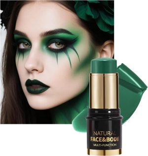 ألوان دهانات الجسم، قلم دهان للجسم والوجه بلون أخضر داكن مطفي، بقوام زيتي كريمي قابل للدمج، وقابل للغسل، أقلام طلاء لمكياج الوجه مناسبة للهالوين، ومكياج المسرح، والفستان والحفلات والأزياء التنكرية